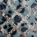 Tessuto da ricamo per ricamo con paillettes a maglia con stampa leopardo